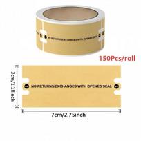 Tamper Evident Sealing Stickers 100/150Pcs Roll Waterproof Security Labels for Courier Parcel Gift Box Sealing beige