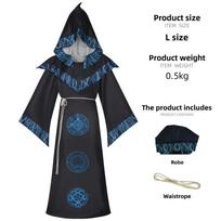 Fantasy Wizard Robe Cosplay Costume For Halloween And Stage Performances In Polyester Material M mėlyna