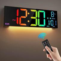 16,2 colio didelis skaitmeninis sieninis laikrodis su nuotolinio valdymo pultu Didelis LED/Dvigubas žadintuvas/8 RGB spalvos Skaitmeninis žadintuvas Elektroninis laikrodis black