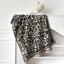 Leopard print Korean version thickened imitation cashmere printed shawl versatile warm scarf 185*65 gray