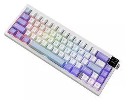 Belaidė mechaninė klaviatūra „Ajazz AK650 Dream Weaver Switch Purple White Blue RGB“ su ekranu