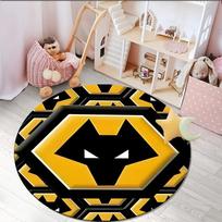 1PC round rug Wolves Football Club Emblem Printed Round Area Rug ,Rug For Home Office, Round Chair Rug, Decorative Carpet Fan gifts Christmas gift Diameter 60cm