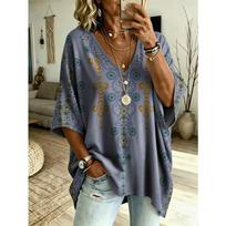 Baggy Casual Summer Blouse Shirt 5XL gray