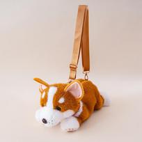 35cm Lifelike Corgi Plush Shoulder Bag Soft Faux Fur Crossbody Messenger Bag Weighted Pet Lover Gift in 2 Colors 35cm ruda