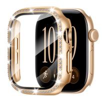 Dėklas Apple Watch Series 12 (46 mm) | Integruotas deimantinis dėklas ir ekrano apsauga Rose Gold black