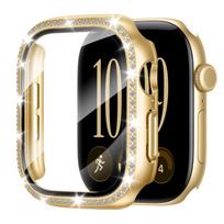 Dėklas Apple Watch Series 12 (46 mm) | Integruotas deimantinis dėklas ir ekrano apsauga Gold black