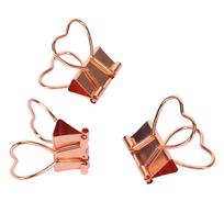 12Pcs Heart Binder Clips Metal Hollow Binder Clips Small Paper Clamps for Stationery Office Documents Rose Gold beige