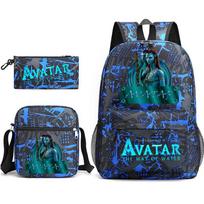 Avatar 2 Animacinis mokyklos kuprinės rinkinys Vaikams Paaugliams Drobės 3 dalių rinkinys su peties krepšiu ir pieštukine Backpack black