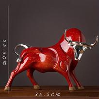 Modern Figurines Red and Black Bull Sculpture Resin Simulation Animal Statue Living Room Bookcase Crafts Accessories Home Decor red