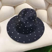 Light luxury rhinestone female British style fashion woolen jazz hat autumn and winter top hat big eaves hat versatile European and American style m (56-58cm) adjustable juoda