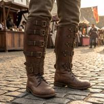 Viduramžiški Batai Sagtys Dirželiai Kojų Apsaugos Juodi Dark Brown black