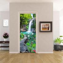 PVC namų dekoro įėjimo durų lipdukas Vonios dušo kambarys Miegamasis Lipni nuotraukų tapetai Renovacija Peizažas Plakatas Atsparus vandeniui 40x120cm(1 piece) gray