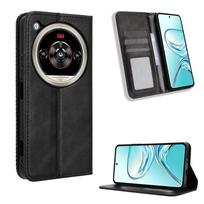 Apverčiamas dėklas ZTE nubia Focus 2 Ultra odinis dėklas [Apverčiamas vintažinės odos] Piniginė Atsparus smūgiams Patvarus Retro telefono dėklas for ZTE nubia Focus 2 Ultra juoda