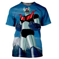 Mazinger Z Marškinėliai Anime Robotas 3D Spausdinimas Vyrams Moterims Trumpomis Rankovėmis Marškinėliai Per dydį Gatvės Stiliaus Harajuku Viršutiniai Drabužiai T-shirt Vyriški Drabužiai 4XL black