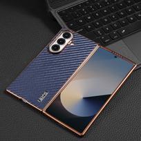 For Samsung Galaxy Z Fold 7 Case Luxury PU Plating carbon fiber Protective Back Cover Case For Samsung Z Fold 7 6 5 4 3 Shell Galaxy Z Fold3 5G mėlyna