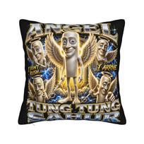 Door Tung Tung Sahur John Pork Pillowcases  Kawaii Pillow Case For Wedding Party Home Decor Soft Pillow Cover 30cmx30cm