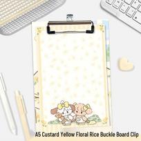 Custard Yellow Floral A5 Sticky Note Board Clip: Portable Office Writing Folder beige