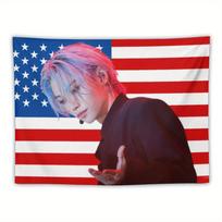 Music album poster tapestry felix flag for living room bedroom wall hanging for friends pink gift 100X70CM red