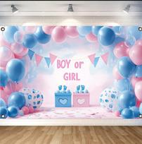 Gender Reveal Backdrop Photocall Ggender Reveal Party Banner Background Happpy Birthday Pary Decor Kids Boy Girl Baby Sh 59×39inch/150*100cm white