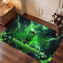 Monster Energy Personalized Crystal Velvet Carpet, Customized Name Text Soft Anti‑Slip Rug for Living Room Bedroom 40cmx60cm green
