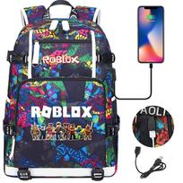 Roblox Žaidimų Pasaulis USB Didelės Talpos Paauglių Studentų Kuprinė Berniukams Mergaitėms Laisvalaikio Kelionėms ( 17inch )47cmx30cmx15cm