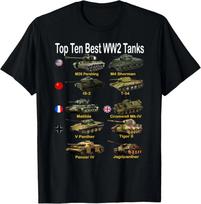 Top Ten Best WW2 Tanks | Sherman Panzer Panther Tiger T-34 T-Shirt 100 black