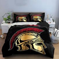 Spartan Helmet Decor Set  Soft Skin-Friendly Bedding Set Includes 1 Duvet Cover And 2 Pillowcase Gift 220*240cm/87x94in Queen/King 3pcs