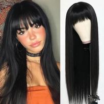 White straight hair synthetic wig for Halloween cosplay wig, character play everyday wig, high-temperature hair band wig set 26inches gray