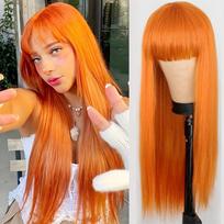 White straight hair synthetic wig for Halloween cosplay wig, character play everyday wig, high-temperature hair band wig set 26inches black