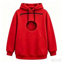 Unisex Hooded Sweatshirt with Pet Pouch for Men and Women, Casual Wear XS raudona