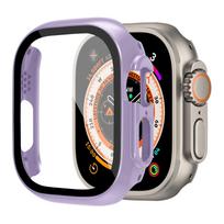 Glass+case For Apple Watch Ultra 2 3 49mm smartwatch PC Bumper+Screen Protector Tempered Cover iwatch series band Accessories 49mm Ultra violetinė
