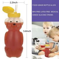 Medaus Lokio Puodeliai su Šiaudeliais Kūdikiams su Lankstiais Šiaudeliais 8 OZ Neišsipilantys Buteliukai Maistinio Lygio & Be BPA geltona
