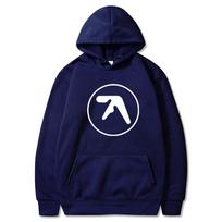 Aphex Twin Spausdintas Hoodie, Madingas Streetwear Stilius, Ilgomis Rankovėmis Vyriškas Džemperis, Harajuku Stiliaus Viršutinis Drabužis, Sportinė Apranga XL tamsiai mėlyna spalva