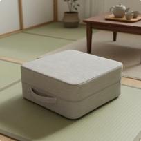 Square Floor Cushion Removable and Washable Tatami Seat Linen Material Japanese Design šviesiai pilka spalva