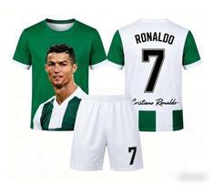 Vasarinė mada Nauji Ronaldo # 7 Futbolo marškinėliai Sportiniai treniruočių varžybų trumparankoviai marškinėliai ir šortų komplektas Šeimos vaikų marškinėliai 100 blue