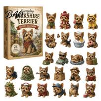 Christmas Ritual Box 2026 Dog Advent Calendar, 24 Days Puppy Figures Countdown Holiday Gift 2D Acrylic Cute Collectible Ornaments for Lovers, A beige