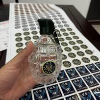 Grenade Shaped Glass Liquor Bottle, Novelty Whiskey Decanter, Military Style Empty Wine Bottle gray