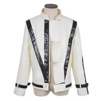 Michael Jackson cosplay raudona odinė striukė cosplay kostiumas Helovino scenos pasirodymo apranga vyriškas viršutinis drabužis 130 balta