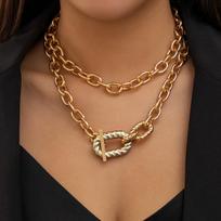 Exaggerated CCB Big Choker Necklace for Women Girl Hiphop Chunky Chain OT Buckle Necklace on the Neck Party Jewelry Gift brown