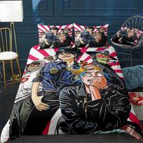 Hip-HoGorillaz Bedding SetMusic Band Gorillaz Duvet Covers Double Bed Twin Size Bedding Quilt Cover Cartoon Children's for Home EU Single(135*200cm)3pcs gray
