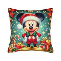 Kawaii  Mickey Mouse Christmas  Square Pillow Covers Polyester Home Cartoon  Cushion Case Creative Decorative Pillow Cover 40*40 30cmx30cm blue