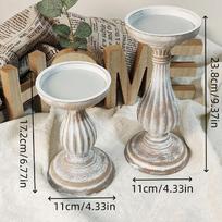 Romos prabangus medinis žvakidės laikiklis - Kūrybiška žvakių šviesos vakarienės stalo dekoracija Large (23.8*11CM) gray