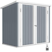 Sodo namelis Sodo kotedžas 1,09 m² 2 užrakinamos durys 147 x 86 x 134 cm Plieno lakštas Šviesiai pilkas Baltas 147 x 86 x 134 cm