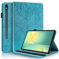 Planšetinio kompiuterio dėklas Samsung Tab S10 Lite dėklas Reljefinis medis Atverčiamas piniginės tipo stovas Dėklas Funda Galaxy Tab S10 Lite dėklui 10,9 colio S10 Lite (10.9 inch) mėlyna