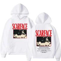 Classic Film Scarface Tony Montana Men Women Hoodies Long-sleeved Sporty Loose Hip-hop Street Fleece Autumn Winter Sweatshirts S white