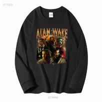 Alan Wake 2 90S Horror Game T Shirt Bootleg Movie Y2K Vintage long or short sleeves vintage Washed homme Stylish L black