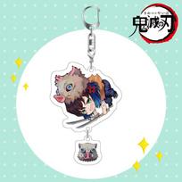 Demon Slayer Acrylic Keychain Tanjiro Nezuko Anime Double Sided Key Ring Accessories for Cosplay Set Gift Fans gray