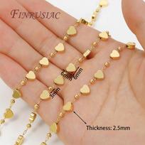 0.5-1 Meter 18K Gold Plated Brass Heart Chain,Bulk Cable Chains For Necklaces Accessories,DIY Jewelry Chains For Needlework 0.5 Meter beige