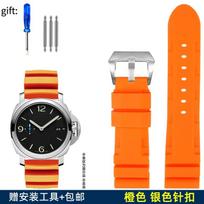 Laikrodžio dirželis Panerai SUBMERSIBLE PAM 111 441 616 Minkštas silikoninis guminis 22mm 24mm Vyriškas laikrodžio dirželis Apyrankė 24mm orange