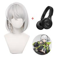 Anby Demara Cosplay Costume Wig Zenless Zone Zero Uniform Dress Skirt Headphone Props Cunning Hares Halloween Party for Women L beige